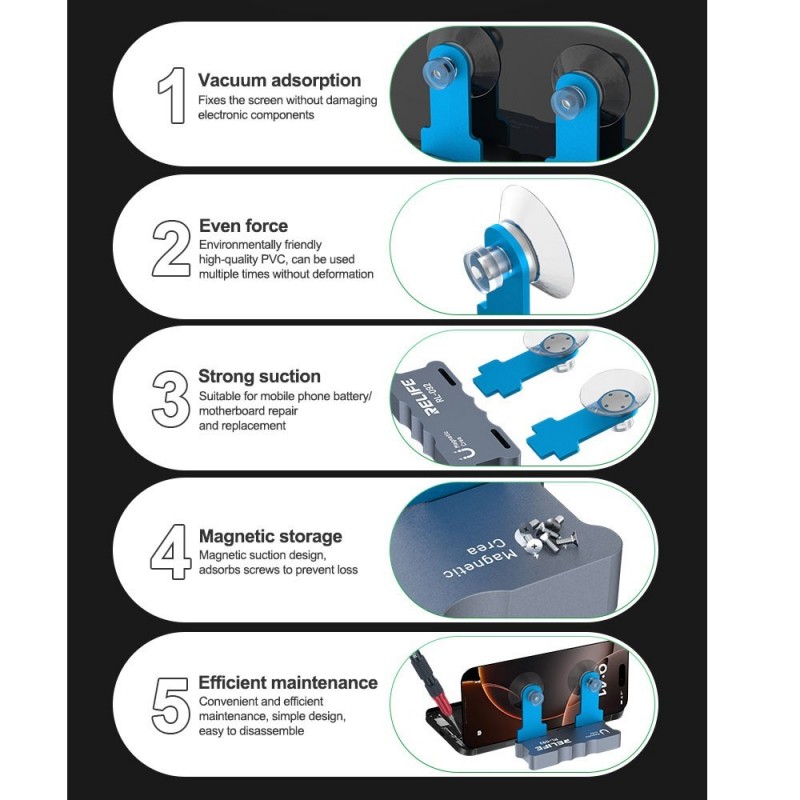 Relife RL-092 Smartphone Repair Device with Magnetic Base + Suction Cups