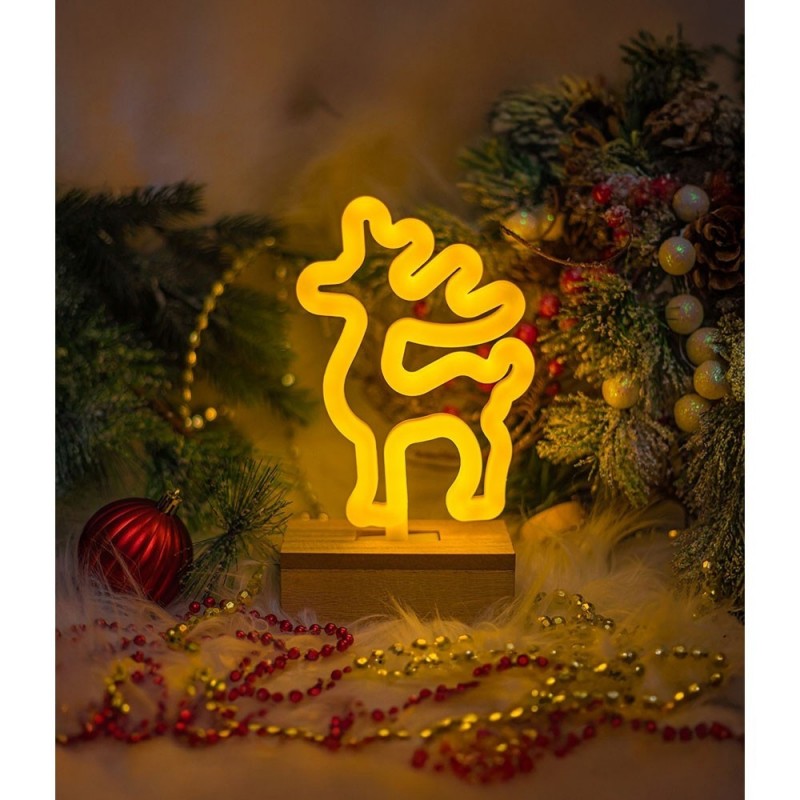 ROVI Forever Light Neon Lamp Decorative LED Light USB PLUG Switch On-Off | Yellow Reindeer