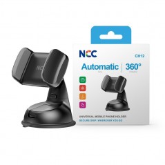 Foto di NCC Supporto da Auto CH12 Universale da Cruscotto e Parabrezza Presa Sicura Automatica 360° | Black - NCC