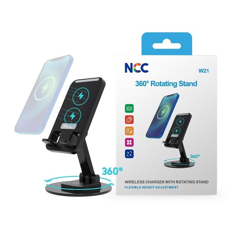 NCC Wireless Charger + Rotating and Adjustable Stand | White W21