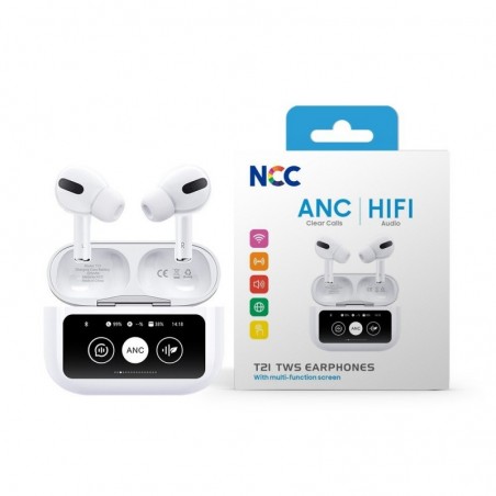 Photo of NCC Auricolare Bluetooth T21 Cuffie TWS ANC Cancellazione di Rumore Smart Display | White - NCC
