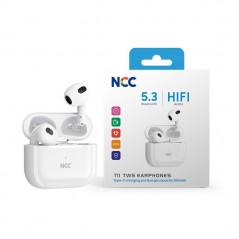 Discover NCC Auricolare Bluetooth T11 Cuffie TWS Audio HIFI BT 5.3 Porta USB-C | White details