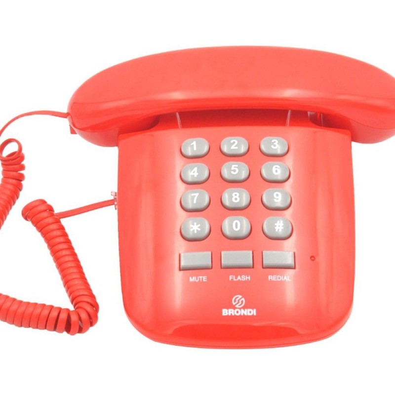 Brondi SOLE Telefono Fisso Design Retrò Comoda Impugnatura per il Trasporto | Rosso