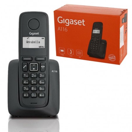 Immagine prodotto Gigaset Telefono Cordless DECT A116 - 50 Nomi in Rubrica | Nero
