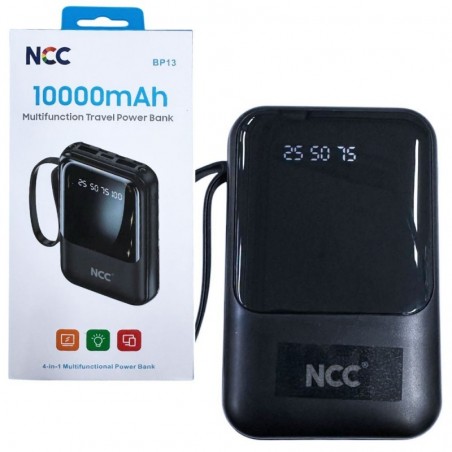 NCC NCC Power Bank 10000mAh Caricabatterie Multifunzionale 4 in 1 + Cavo USB-C - LIGHTNING - MICRO USB | Nero BP13 for sale