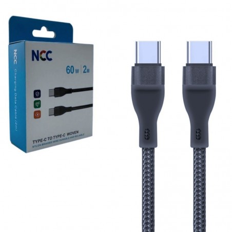 Compra NCC Cavo di Ricarica da USB-C a USB-C 60W Woven in Tessuto D211CC | 2 Metri Nero online