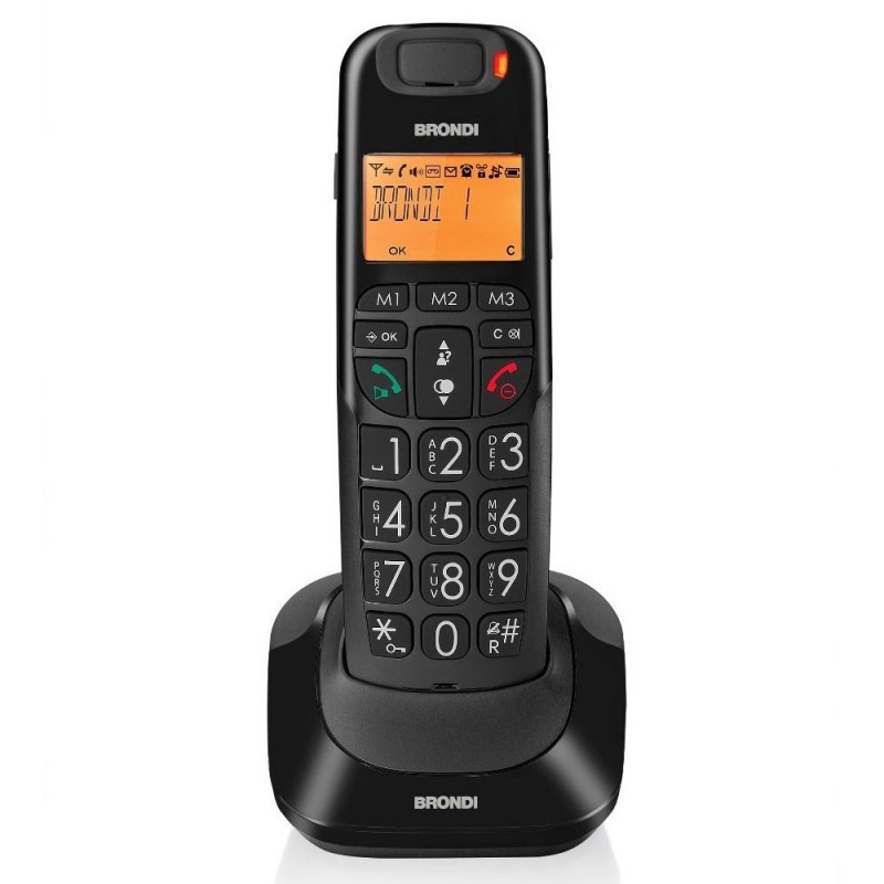 Brondi Bravo Bright Telefono Cordless ECO DECT Tasti Grandi Nero