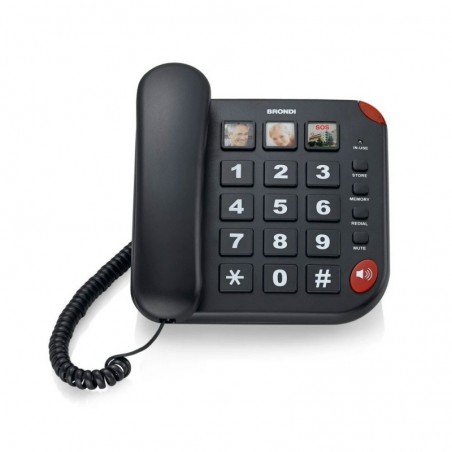 Foto di Brondi Bravo 15 Telefono Corded Fisso Con Tasti Grandi Vivavoce | Nero - Brondi