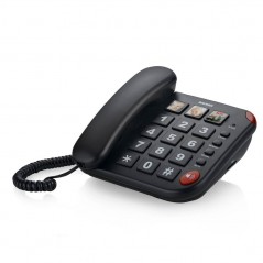 Brondi Bravo 15 Corded Landline Phone with Large Buttons and Hands-Free Calling | Black