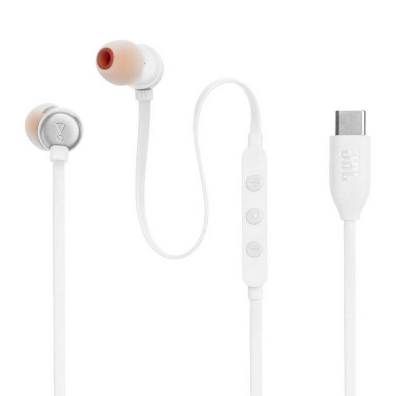 JBL Tune 310C USB-C In-Ear Headphones with Remote and Microphone | White
