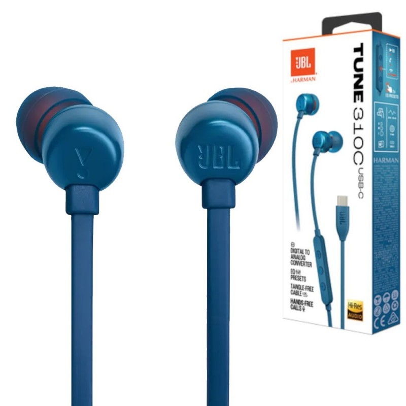 JBL Tune 310C Auricolari In-Ear USB-C con Comando e Microfono | Blu