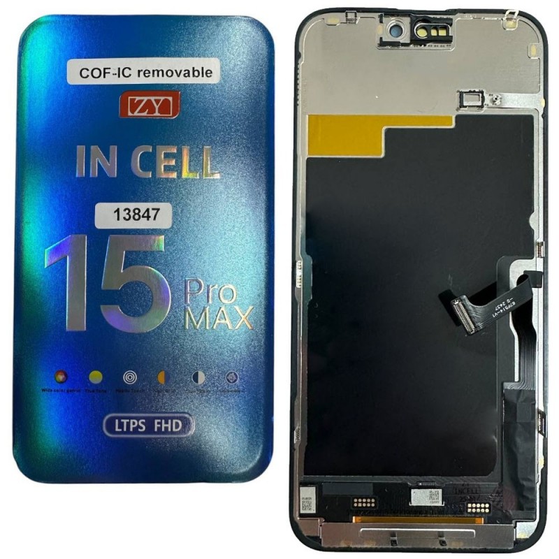 ZY INCELL FHD LTPS COF 1:1 LCD Display For Apple iPhone 15 PRO MAX | INTERCHANGEABLE IC