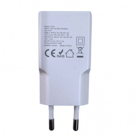 NCC 30W Ultra-Thin USB-A + USB-C Fast Charge Wall Charger | White C214