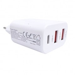 Foto di NCC CaricaBatterie da Rete 30W USB-C + 2 USB-A Fast Charger Power Delivery | Bianco - NCC