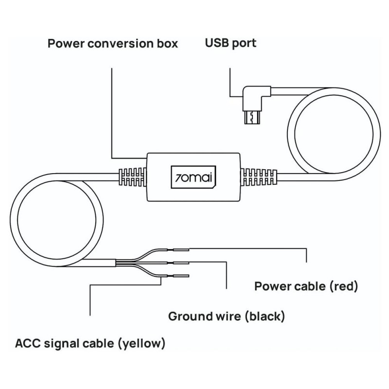 70mai Hardwire Kit UP02 Continuous Monitoring for Dash Cam Micro USB 3m Black