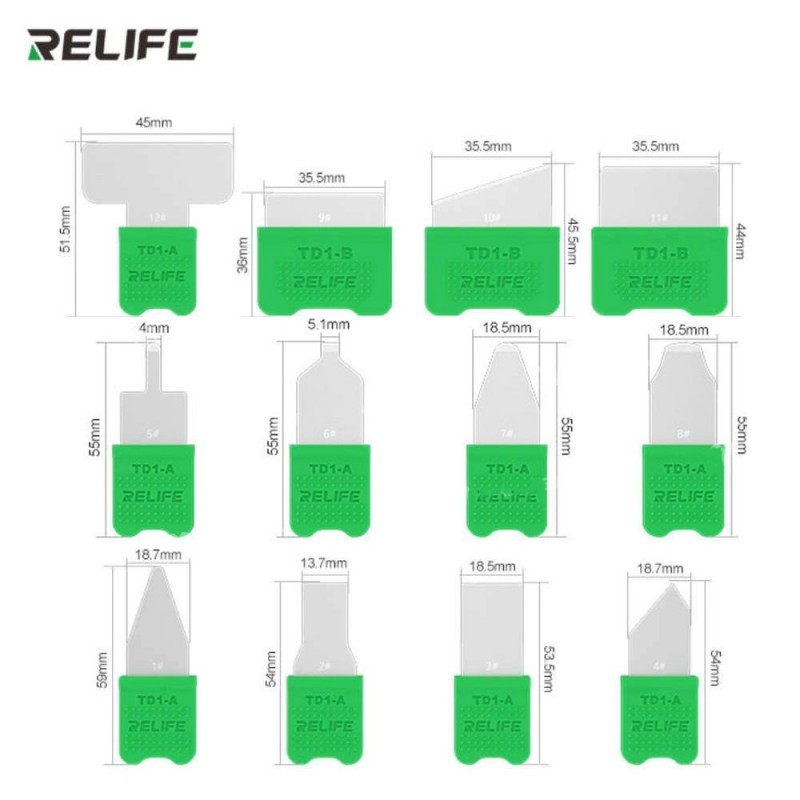Lame per apertura SMARTPHONES Back Cover LCD Batterie RELIFE TD1-PRO | SET 12pcs