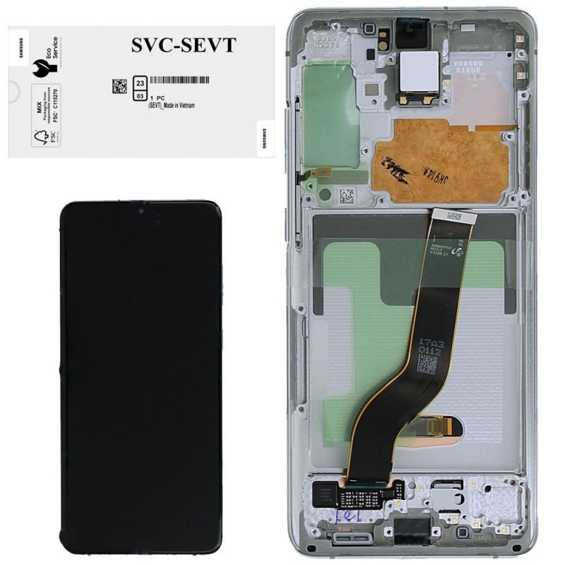Samsung Service Pack Original LCD Display + Frame For Galaxy S20+ PLUS G985/G986 No Cam | White