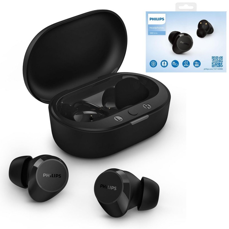 Philips Bluetooth Earphones True Wireless In Ear Headphones TAT1209BK | Black