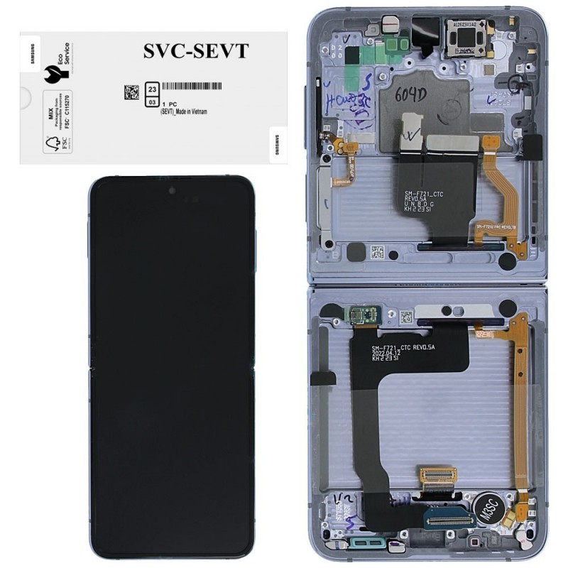 Samsung Service Pack Original LCD Display + Frame For Galaxy Z Flip 4 5g F721 | Blue