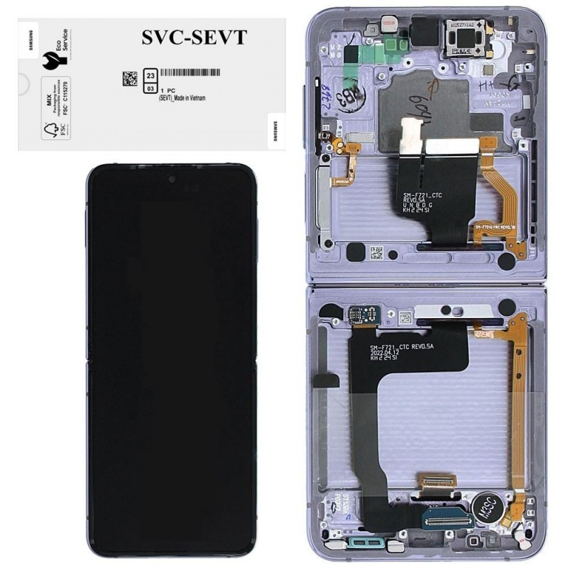 Samsung Service Pack Original LCD Display + Frame For Galaxy Z Flip 4 5g 2022 F721 | PURPLE