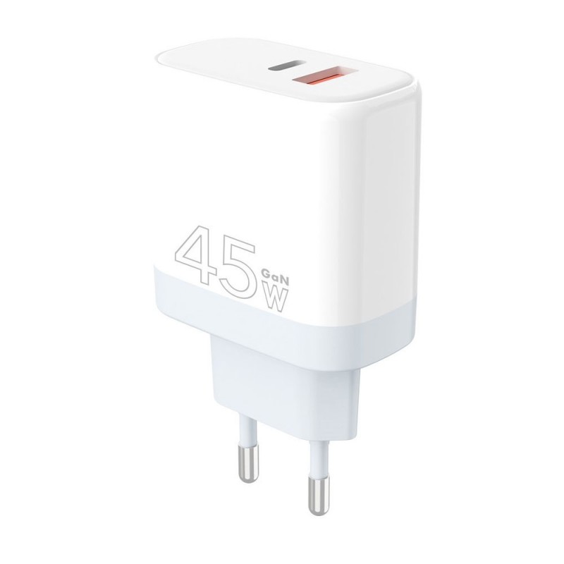 ROVI CaricaBatterie da Rete ST730 45W USB-C + USB-A GaN Fast Charger Power Delivery | Bianco