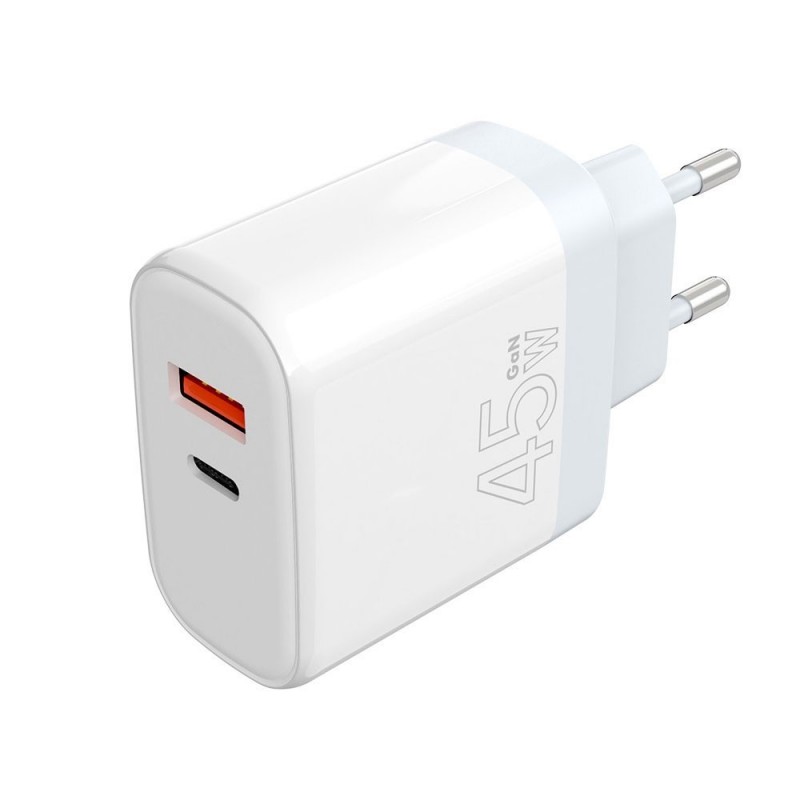 ROVI CaricaBatterie da Rete ST730 45W USB-C + USB-A GaN Fast Charger Power Delivery | Bianco
