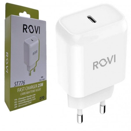Scopri ROVI CaricaBatterie da Rete ST776 25W USB-C Fast Charger Power Delivery | Bianco in dettaglio