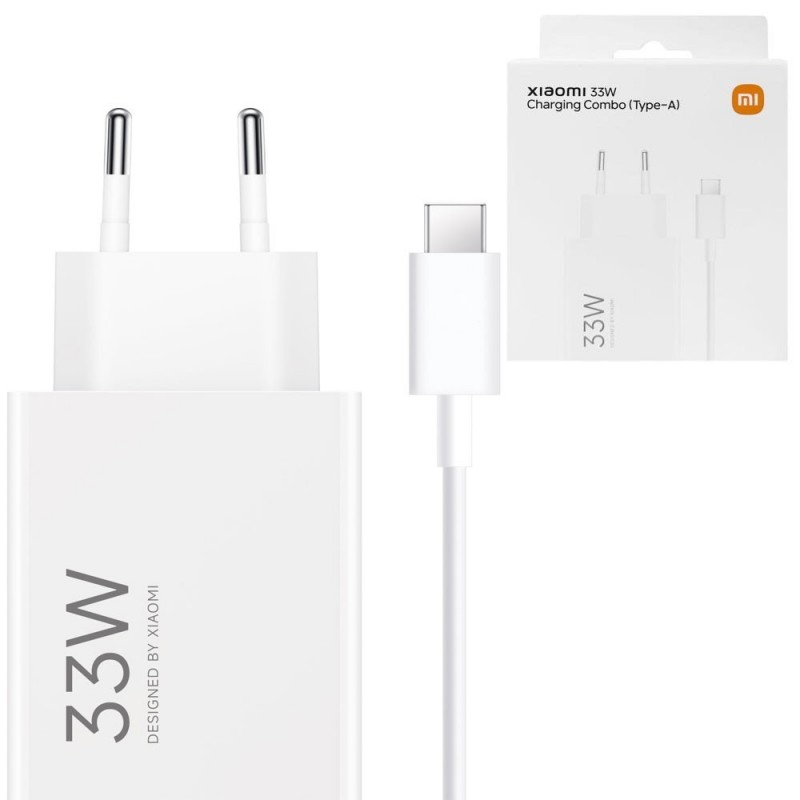 XIAOMI Caricabatterie USB-A 33W COMBO + Cavo USB-A to USB-C | Bianco
