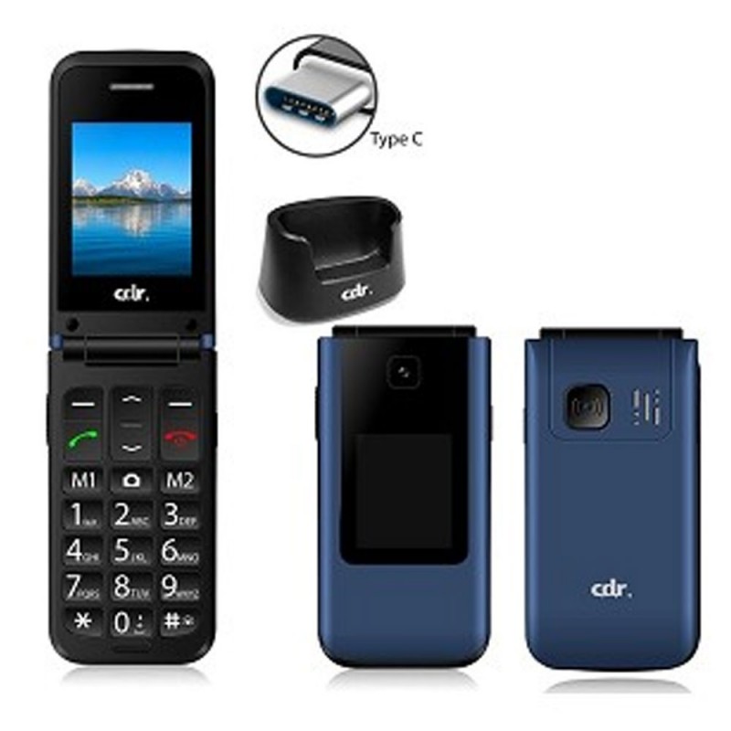 CDR Cellulare GSM Quad Band C38 2G con Tasto SOS | Blue