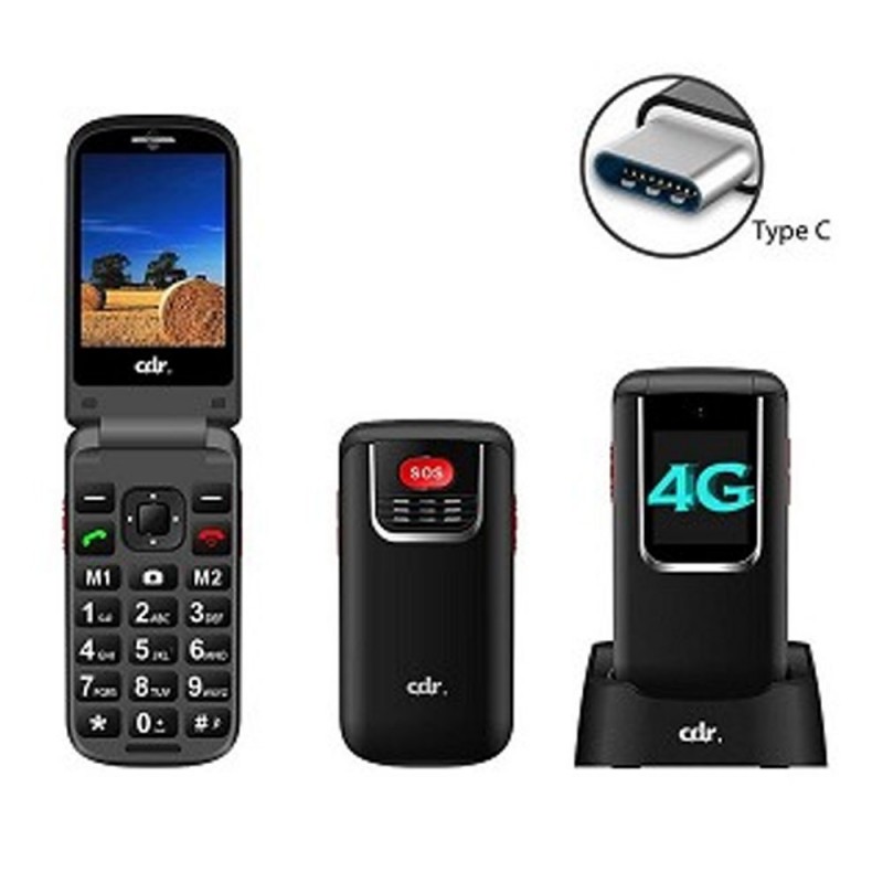 CDR Cellulare GSM Quad Band C56 4G Dual Sim con Tasto SOS | Nero