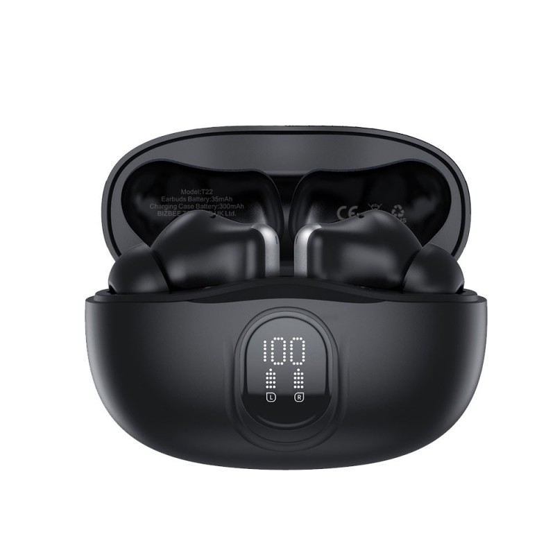 NCC Auricolare Bluetooth T22 Cuffie TWS ANC Cancellazione di Rumore Smart Display Earbuds Nero