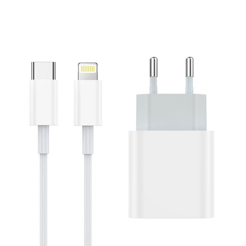 NCC CaricaBatterie Da Rete 20W USB-C + Cavo da USB-C a Lightning PD Fast Charger C121 | Bianco