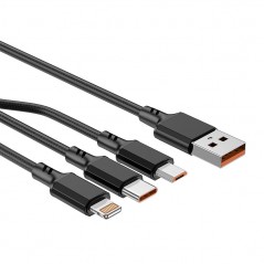NCC D120MCL 3-in-1 USB-A to USB-C Charging Cable - Lightning - Micro USB | 60W | 120cm