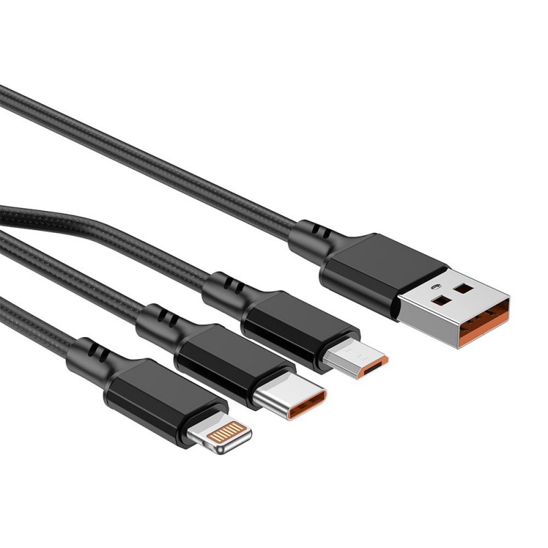 NCC D120MCL 3-in-1 USB-A to USB-C Charging Cable - Lightning - Micro USB | 60W | 120cm