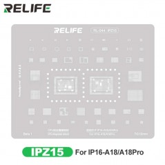 RELIFE RL-044 IPZ15 Tin Steel Stencil per Rigenerazione CHIP IC su CPU per iPhone 16-A18 / A18 Pro