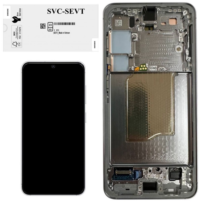 Samsung Service Pack Original LCD Display + Frame For Galaxy S25 5G S931 SILVER SHADOW / LIGHT GRAY
