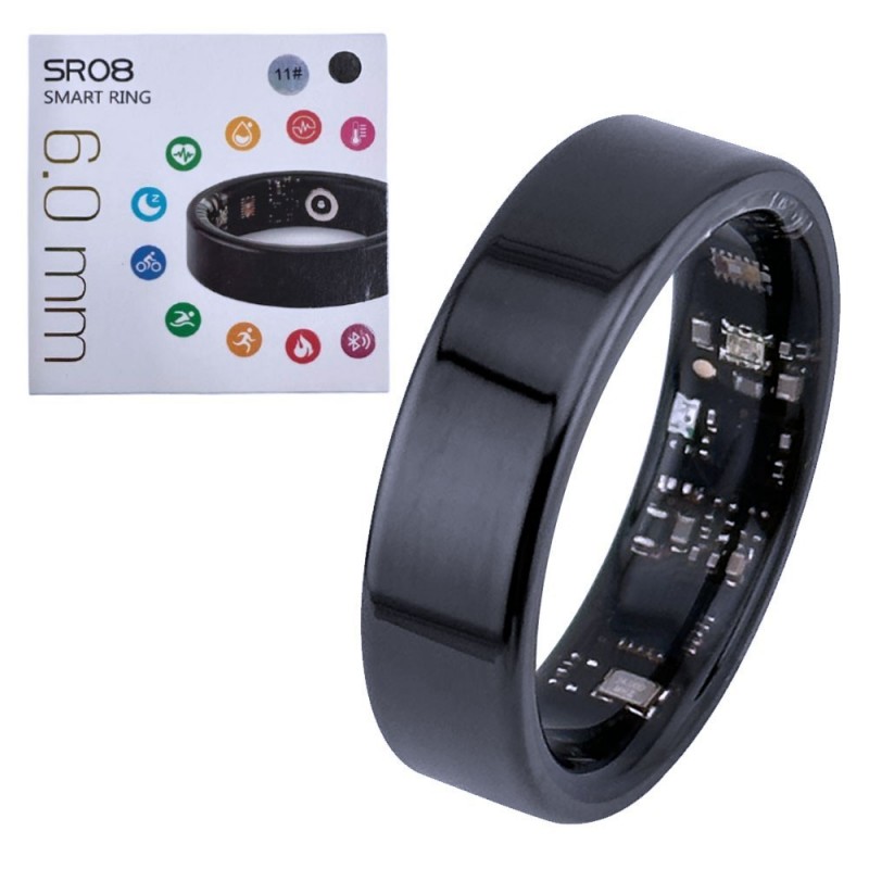 Smart Ring SR08 Anello Intelligente Serie SR 6.0mm | Nero | Taglia 11