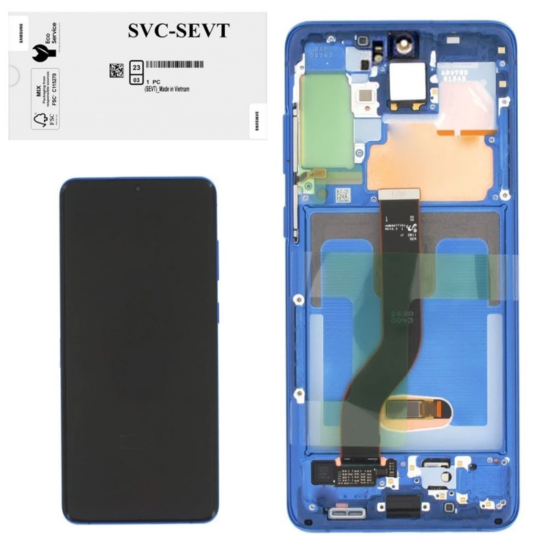 Samsung SERVICE PACK Display LCD ORIGINALE + Frame Per Galaxy S20+ PLUS G985/G986 No Cam | Blue Aura
