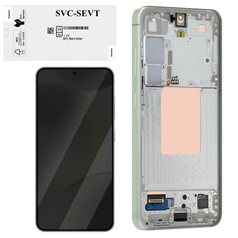 Samsung SERVICE PACK Display LCD ORIGINALE + Frame Per Galaxy S24 5G 2024 S921 | Verde