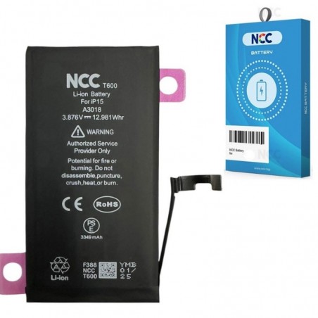 Acquista NCC Batteria Compatibile per Apple iPhone 15 A2846 A3089 A3092 A3090 | ZY Taiwan Chip in vendita