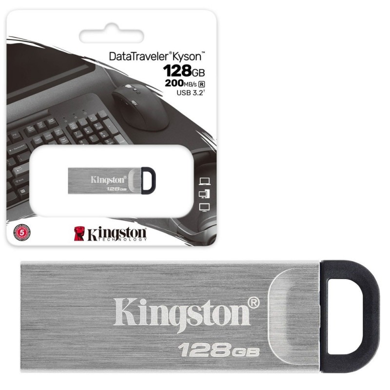 Kingston Kyson Pen Drive Flash USB 3.2 DataTraveler 200MB/s DTKN 128GB 