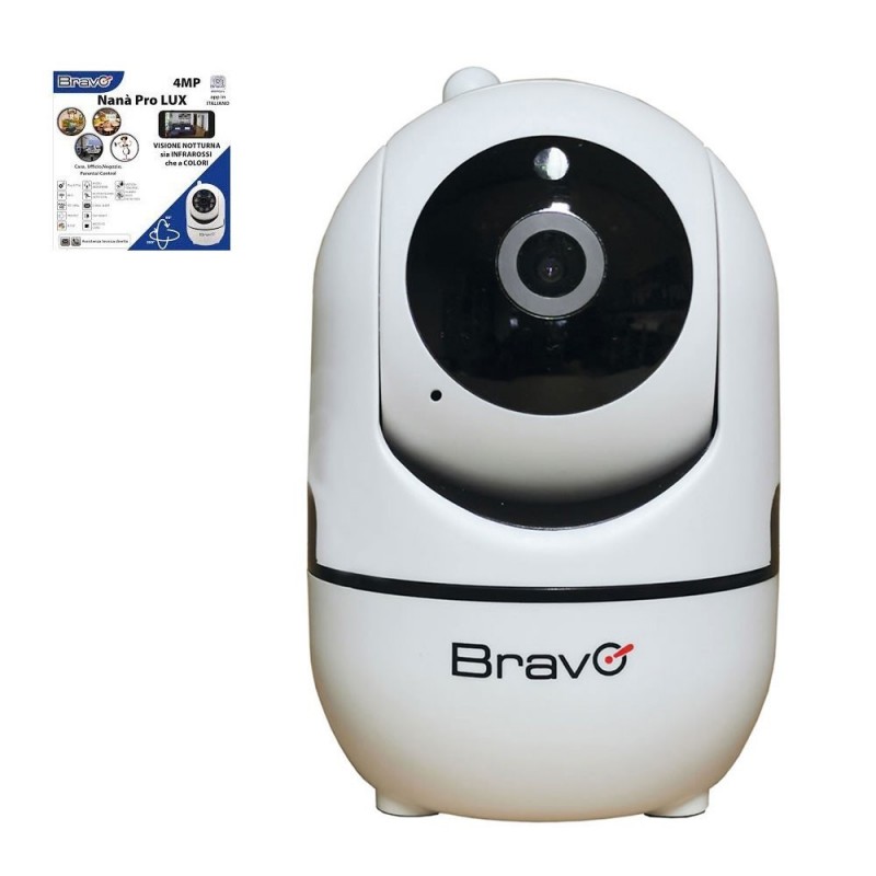 BRAVO NANA' PRO LUX Indoor Motorized WiFi IP Wireless Camera 4MP Night Vision