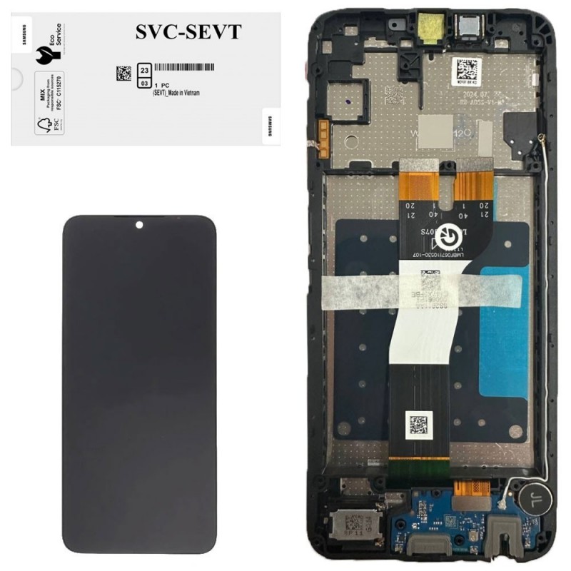 Samsung Service Pack Original LCD Display + Frame + SUP BOARD For Galaxy A05s 2023 A057 Black