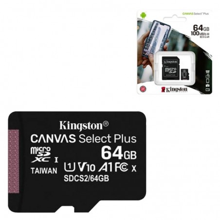 Acquista Kingston Canvas Select Plus MicroSd HC SDCS2 MicroSdXC 64GB CL 10 100MB/s in vendita