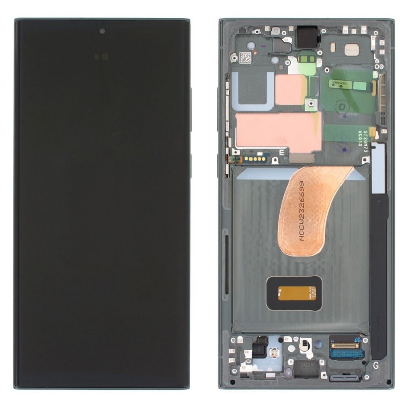 Samsung SERVICE PACK Display LCD ORIGINALE + Frame Per Galaxy S23 Ultra 5G S918 | GREEN