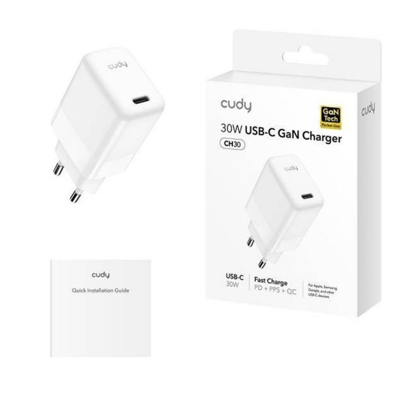 CUDY Caricabatterie CUDCH30 30W USB-C Ricarica Rapida 