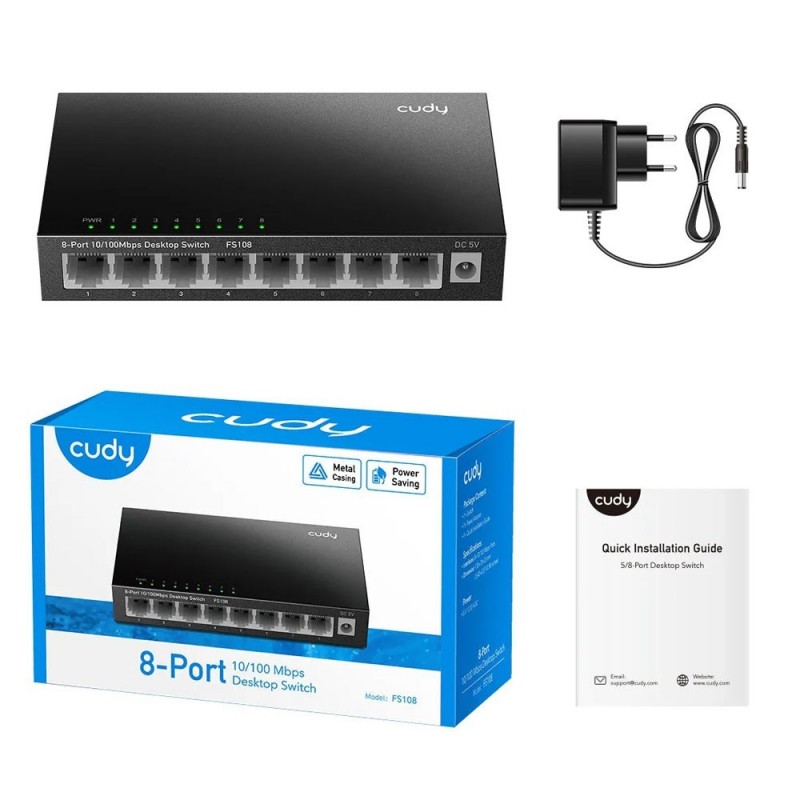  CUDY Network Switch 8 PORT Fast Ethernet 10/100 MBPS