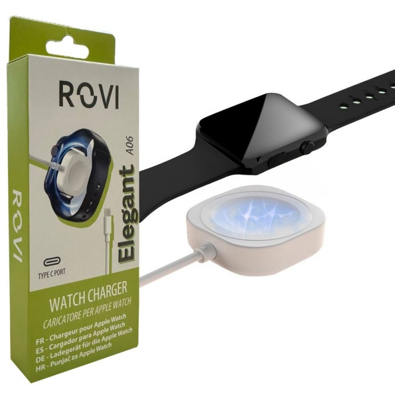 Rovi Caricatore Per Apple Watch in PVC Ultra Resistente A06 Caricabatteria | Bianco