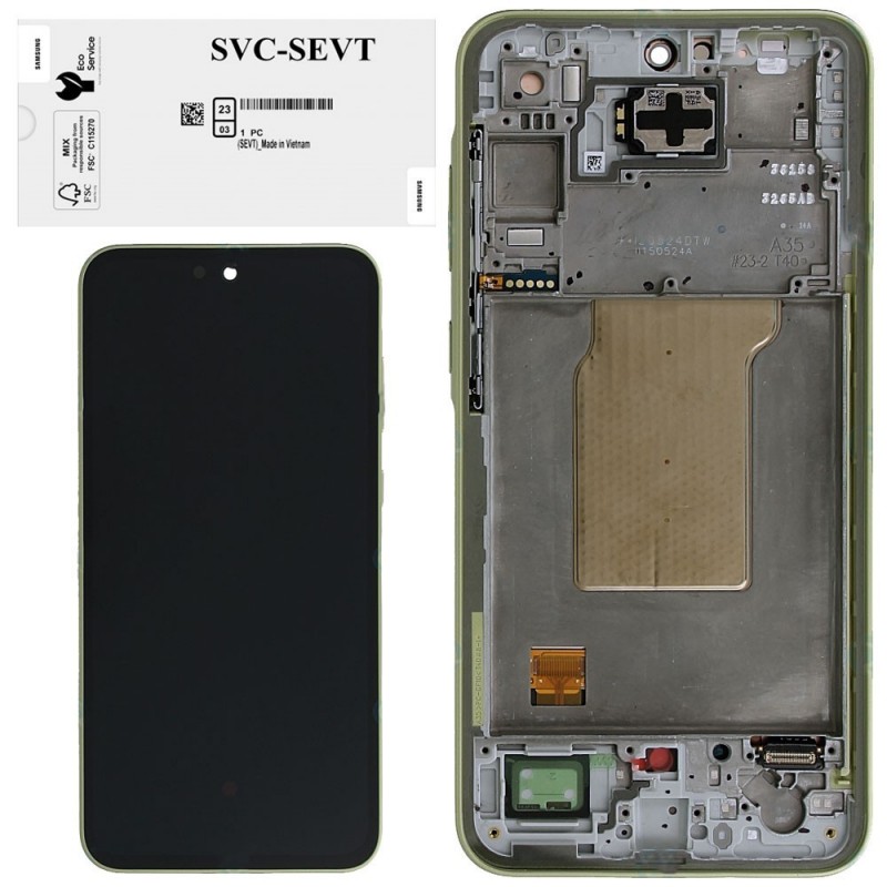 Samsung SERVICE PACK Display LCD ORIGINALE + Frame Per Galaxy A35 5G 2024 A356 | Giallo Lemon