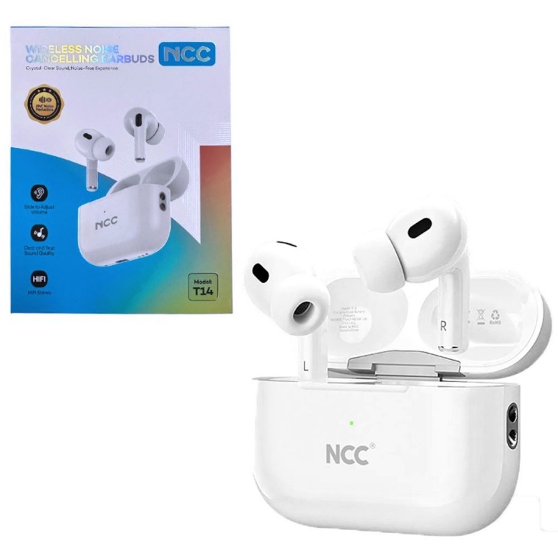 NCC TWS Earbuds T14 Cuffie Auricolare Bluetooth Wireless Noise ANC Bianco